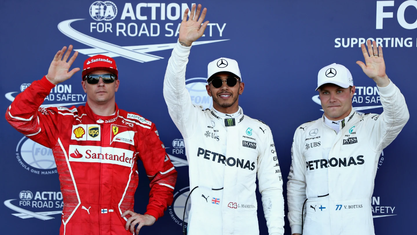 Raikkonen, Hamilton y Bottas Raikkonen, Hamilton y Bottas