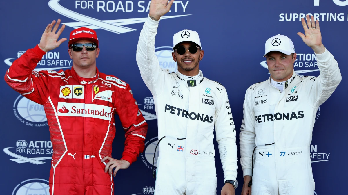 Raikkonen, Hamilton y Bottas