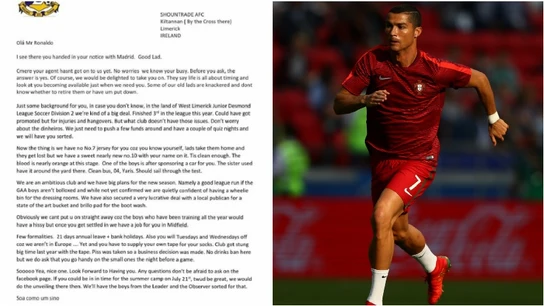 Carta del Shoundtrade a Cristiano Ronaldo Carta del Shoundtrade a Cristiano Ronaldo