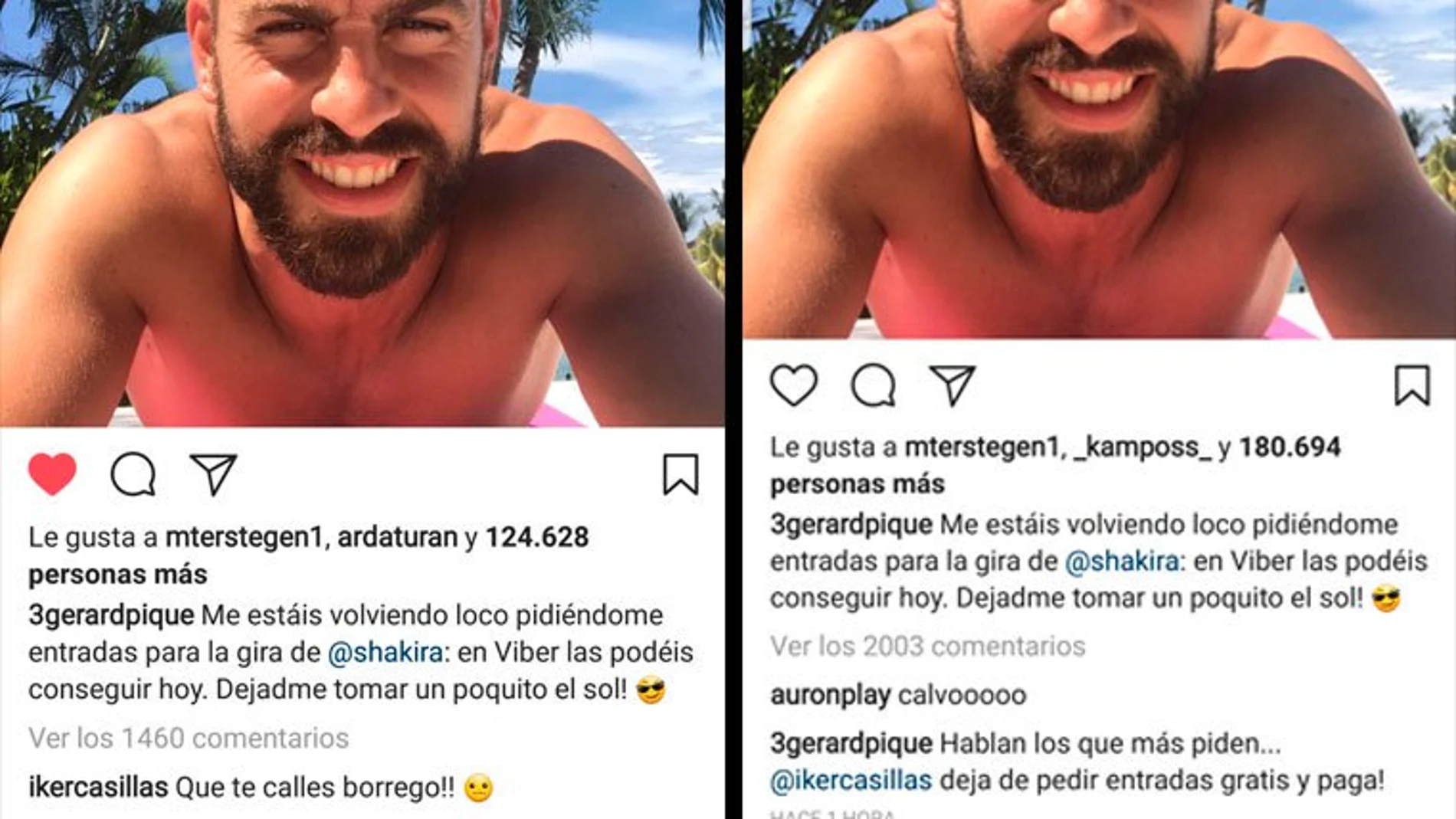 El 'pique' en Instagram entre Piqué y Casillas