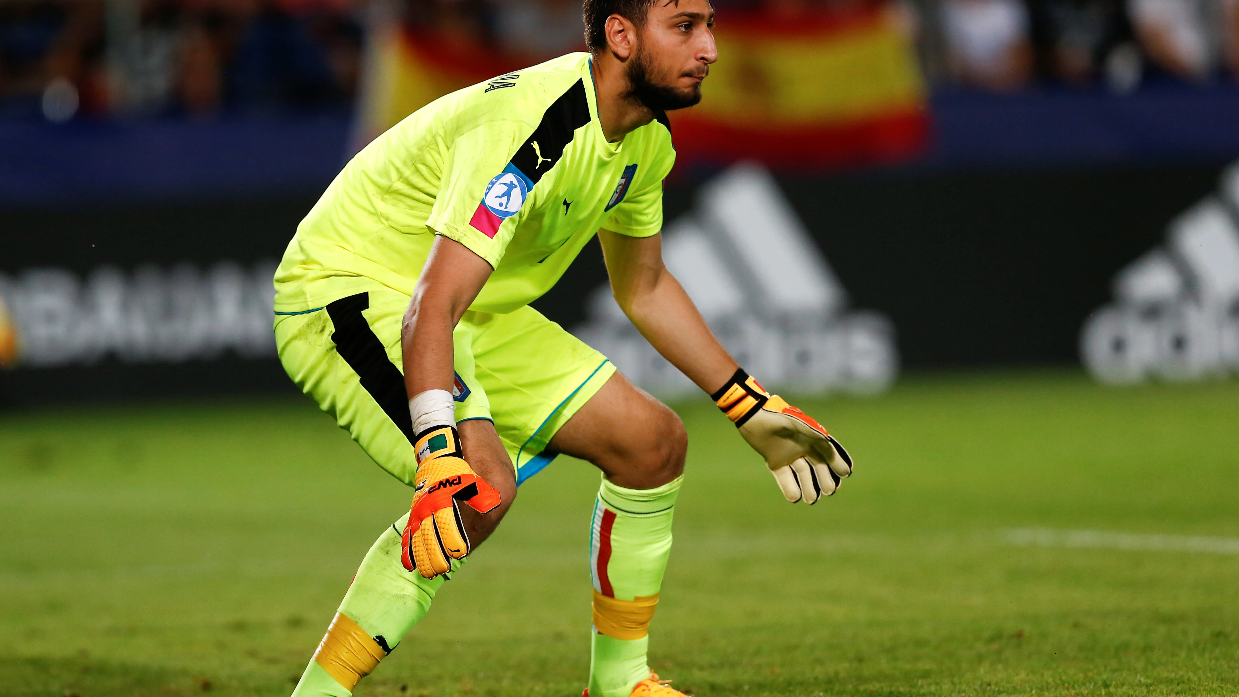 Donnarumma, durante el partido contra España del Europeo sub 21