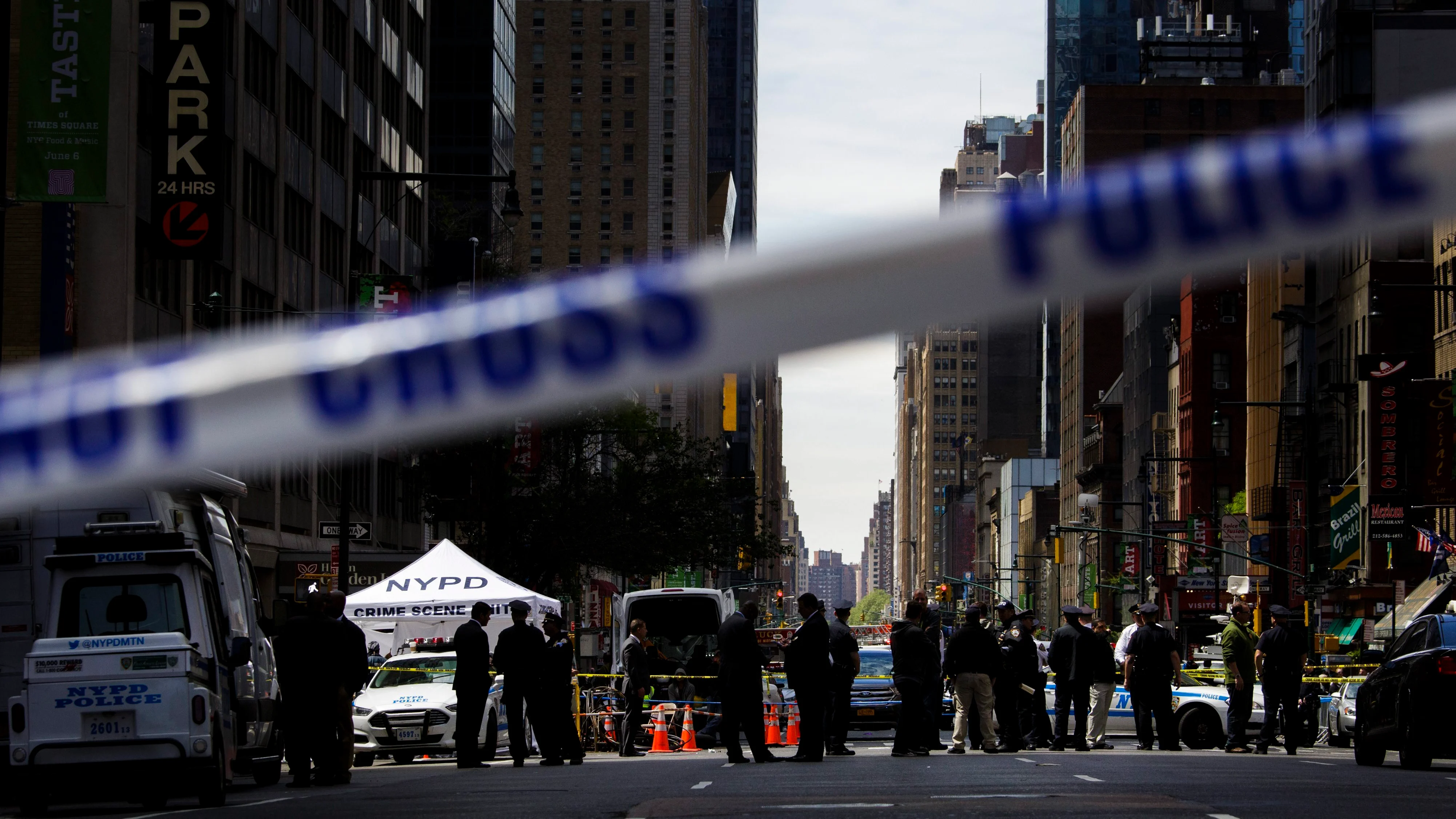 Imagen de archivo de un cordón policial en Nueva York Imagen de archivo de un cordón policial en Nueva York