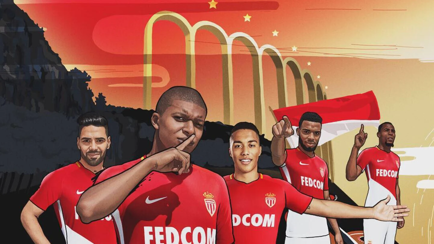 La nueva camiseta del Mónaco, con Mbappé como protagonista La nueva camiseta del Mónaco, con Mbappé como protagonista