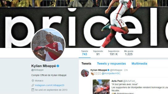 La cuenta de Twitter de Mbapp&eacute;