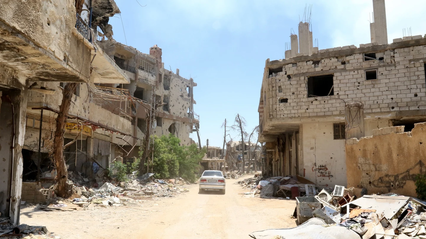 Vista de los daños registrados en algunos edificios, en la ciudad de Al Zabadani, recuperada por el ejército sirio al oeste de Damasco (Siria) Vista de los daños registrados en algunos edificios, en la ciudad de Al Zabadani, recuperada por el ejército sirio al oeste de Damasco (Siria)