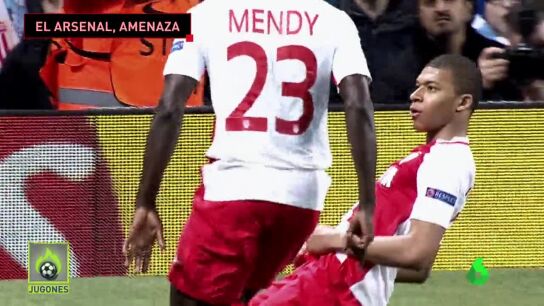 Mbapp&eacute; celebra un gol con el M&oacute;naco