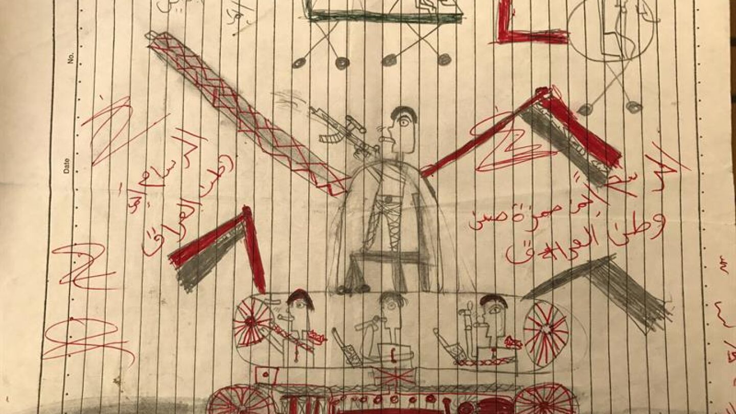 Los dibujos que muestran los traumas de los ni&ntilde;os desplazados de Mosul 
