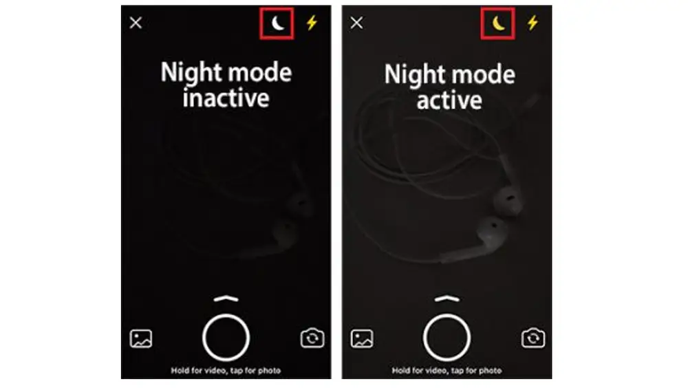 Modo nocturno en la cámara de fotos de Whatsapp