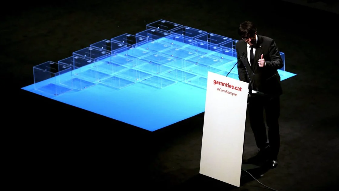 Carles Puigdemont en el acto de presentación de la ley del referéndum