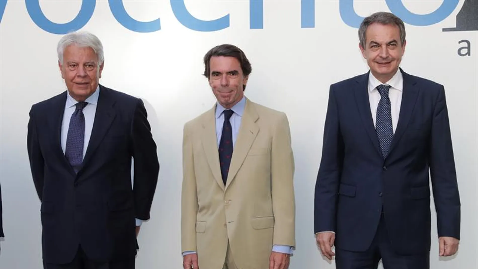 Los expresidentes del Gobierno Felipe González, José María Aznar y José Luis Rodríguez Zapatero
