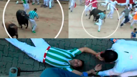 Las cogidas de Manolo en San Fermín Las cogidas de Manolo en San Fermín