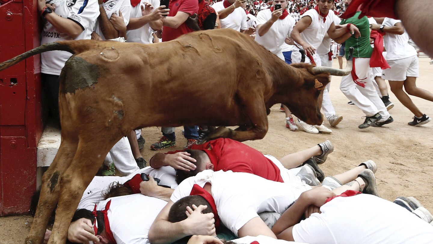Imagen del s&eacute;ptimo encierro de San Ferm&iacute;n 2017