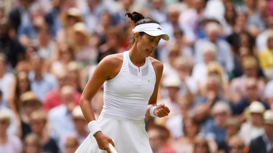 Muguruza celebra un punto ante Rybarikova Muguruza celebra un punto ante Rybarikova