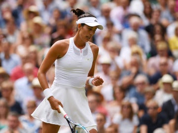 Muguruza celebra un punto ante Rybarikova Muguruza celebra un punto ante Rybarikova