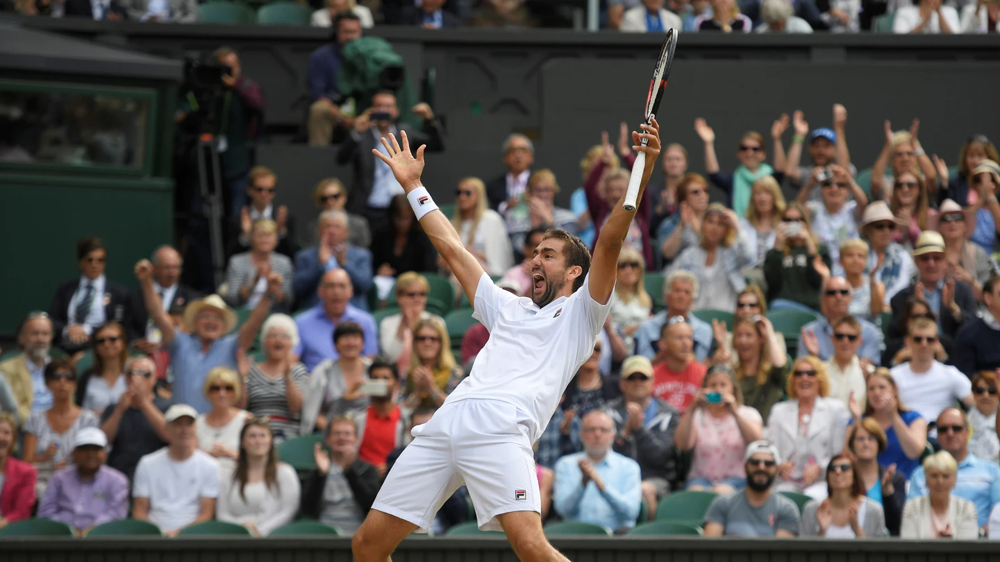 Cilic celebra su pase a la final de Wimbledon Cilic celebra su pase a la final de Wimbledon