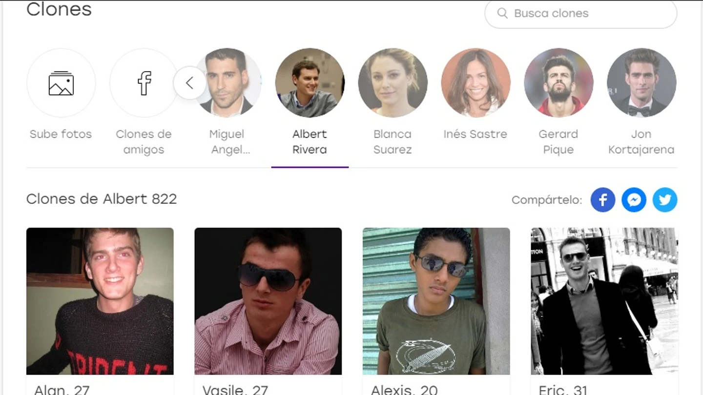 El buscador de clones de famosos El buscador de clones de famosos