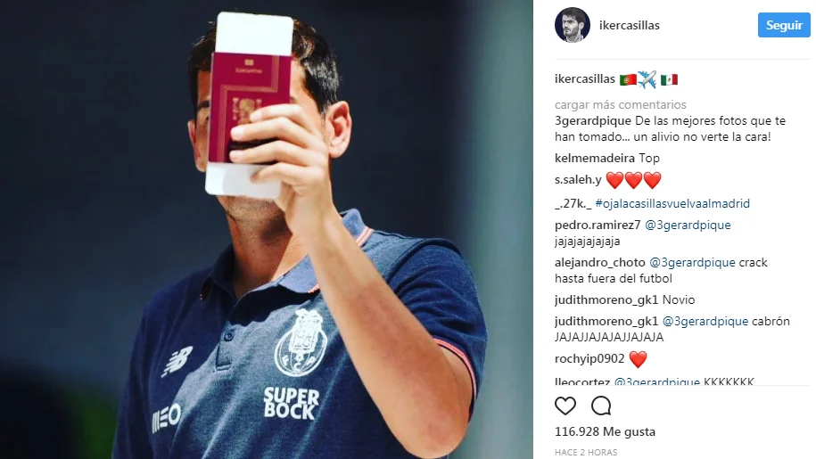 Gerard Piqué responde a la foto subida por Iker Casillas Gerard Piqué responde a la foto subida por Iker Casillas