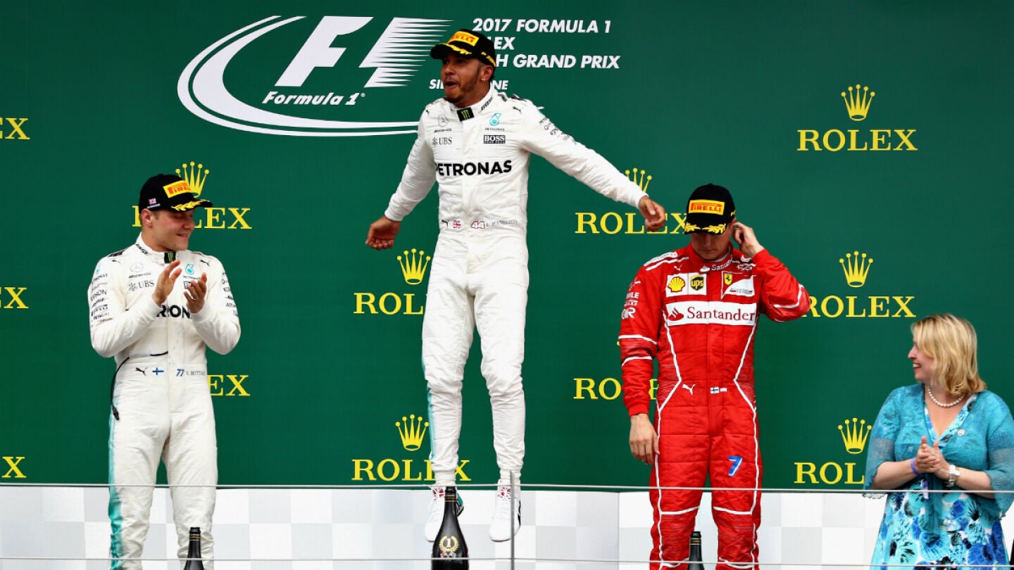 El podio del GP de Gran Breta&ntilde;a