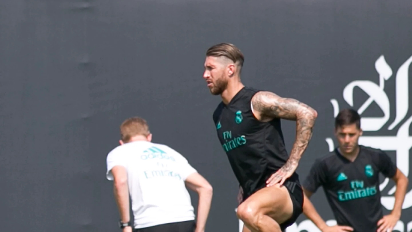 Sergio Ramos, en su primer entrenamiento en UCLA Sergio Ramos, en su primer entrenamiento en UCLA
