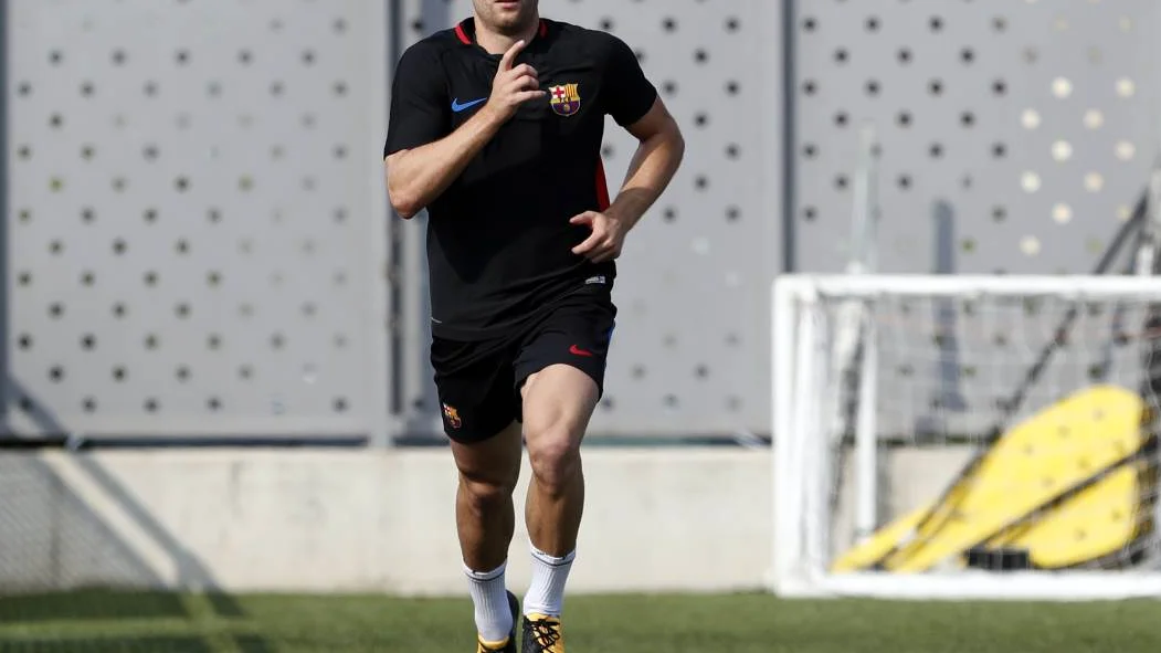 Gerard Deulofeu, en el entrenamiento en La Masía.