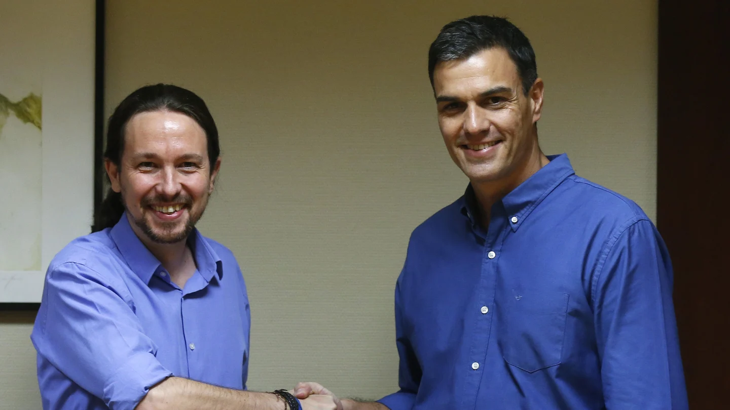 Pablo Iglesias y Pedro Sánchez, durante su reunión Pablo Iglesias y Pedro Sánchez, durante su reunión