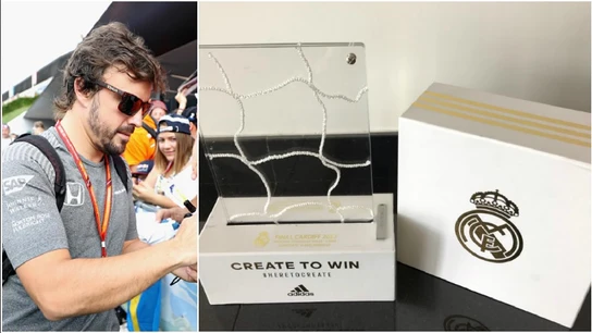 Detalle del Real Madrid con Fernando Alonso Detalle del Real Madrid con Fernando Alonso