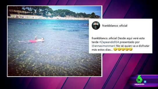 Frank Blanco desvela cómo verá el primer Zapeando del verano presentado por Anna Simon Frank Blanco desvela cómo verá el primer Zapeando del verano presentado por Anna Simon