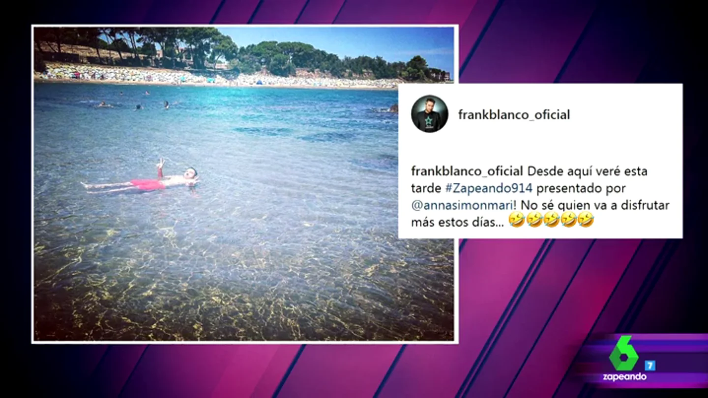 Frank Blanco desvela cómo verá el primer Zapeando del verano presentado por Anna Simon Frank Blanco desvela cómo verá el primer Zapeando del verano presentado por Anna Simon
