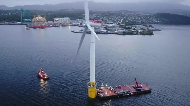 Imagen de la granja eólica Hywind, en Escocia