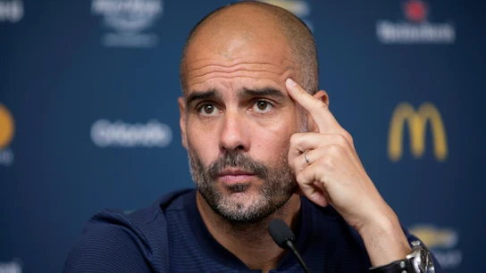 Pep Guardiola, durante la rueda de prensa Pep Guardiola, durante la rueda de prensa