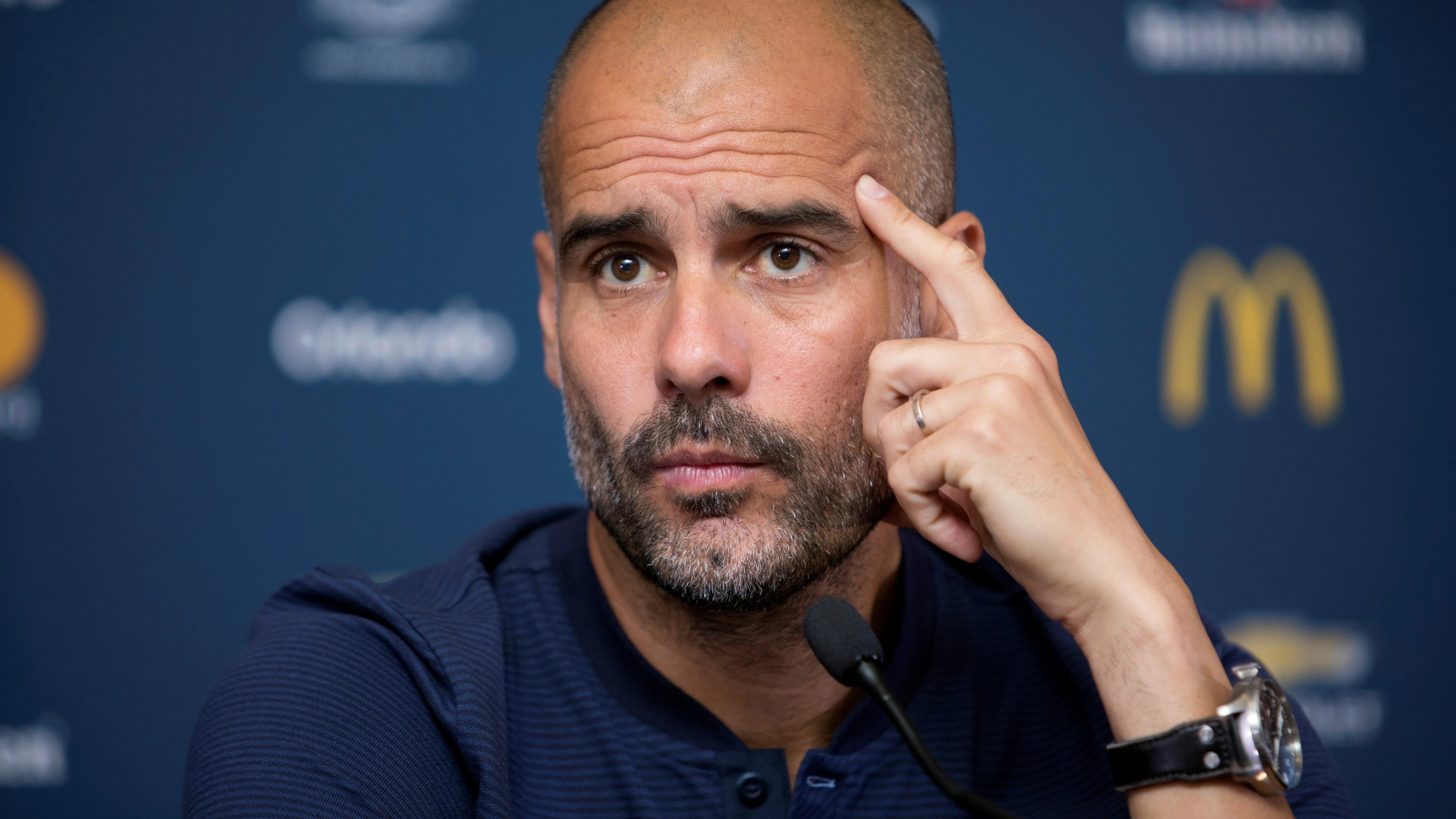 Pep Guardiola, durante la rueda de prensa