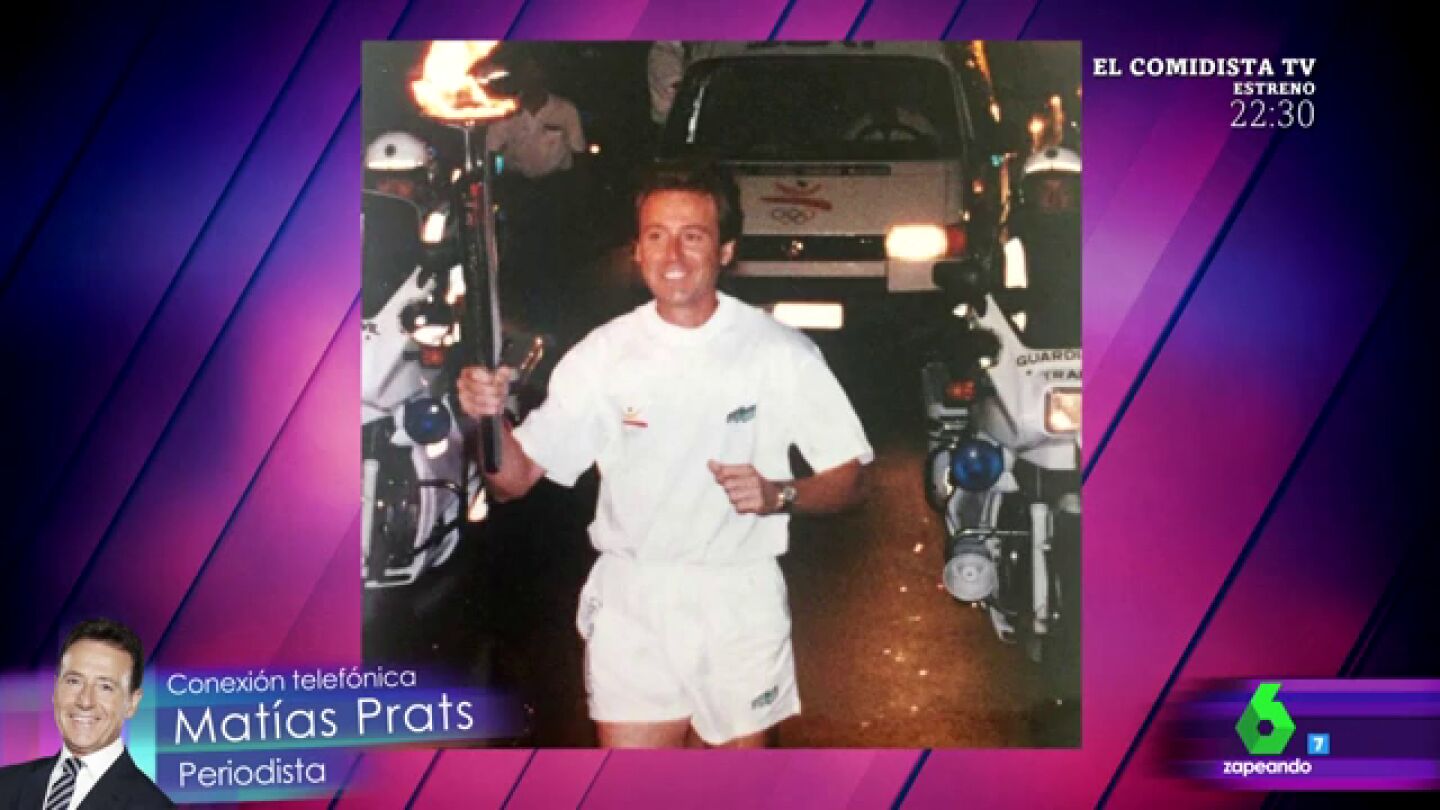 Mat&iacute;as Prats con la antorcha ol&iacute;mpica