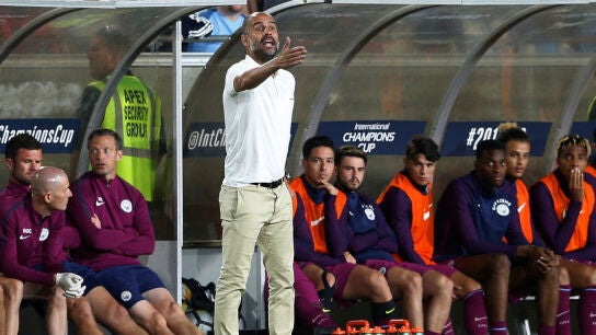 Guardiola, durante el City - Real Madrid