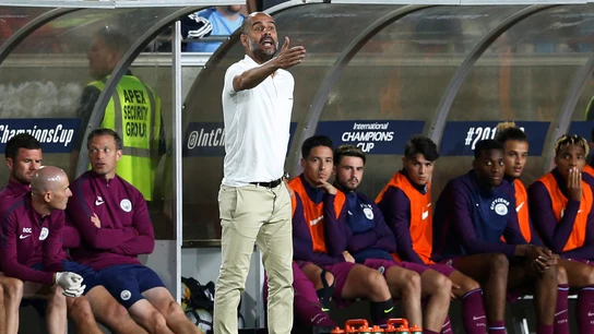 Guardiola, durante el City - Real Madrid Guardiola, durante el City - Real Madrid