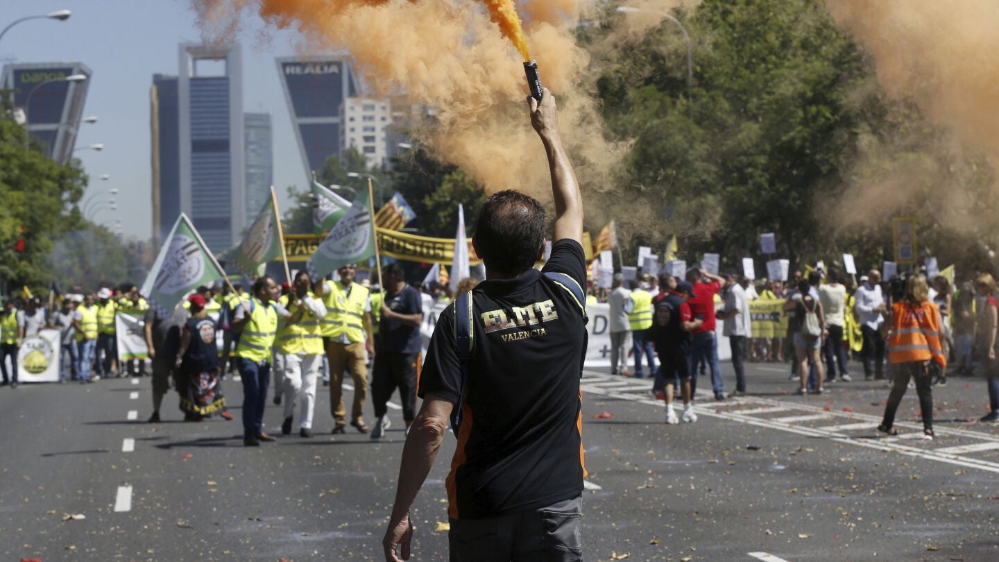 Manifestaci&oacute;n de taxistas en Madrid