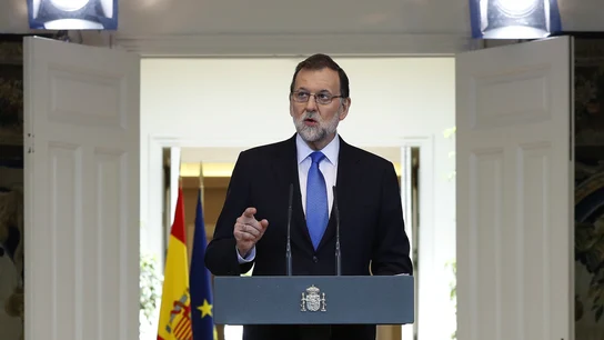 El presidente del Gobierno, Mariano Rajoy, durante su comparecencia en Moncloa El presidente del Gobierno, Mariano Rajoy, durante su comparecencia en Moncloa