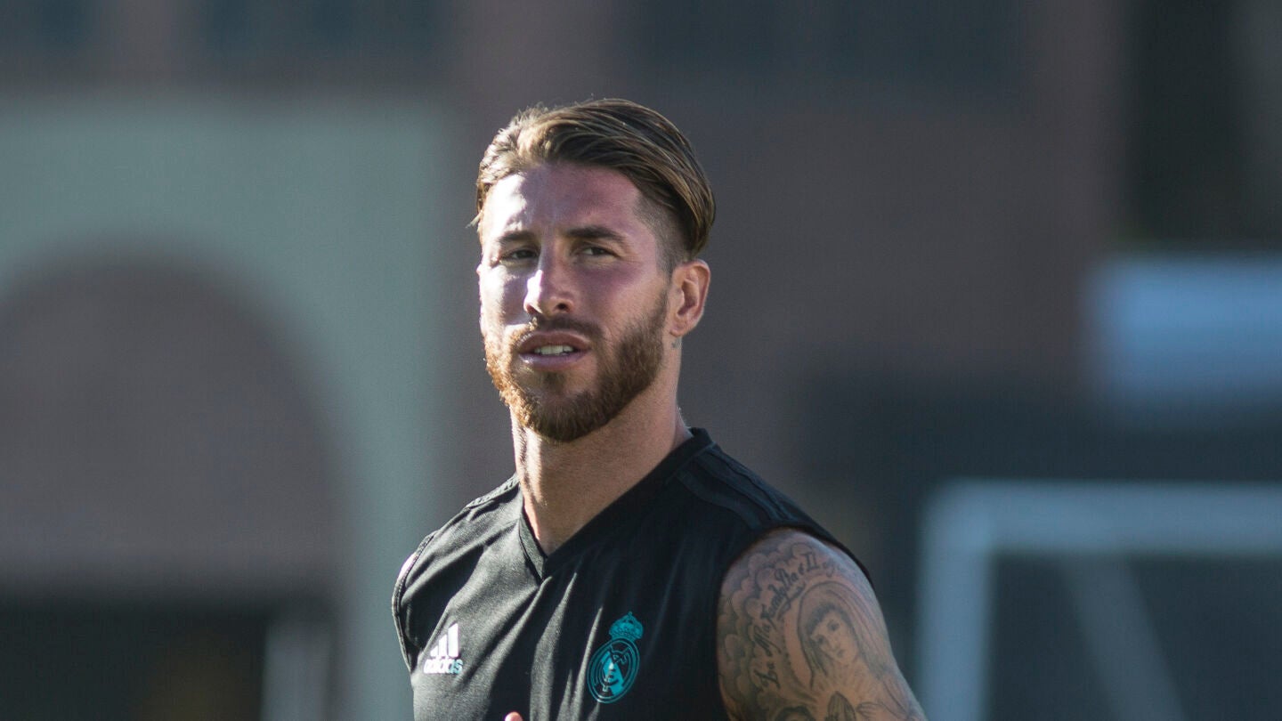 Sergio Ramos entrena con el Real Madrid
