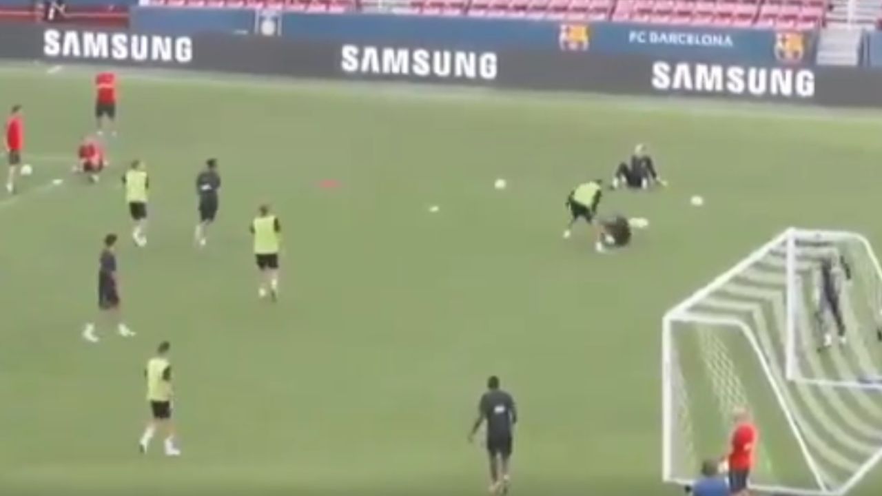 Neymar y Semedo, en otro entrenamiento del Barcelona