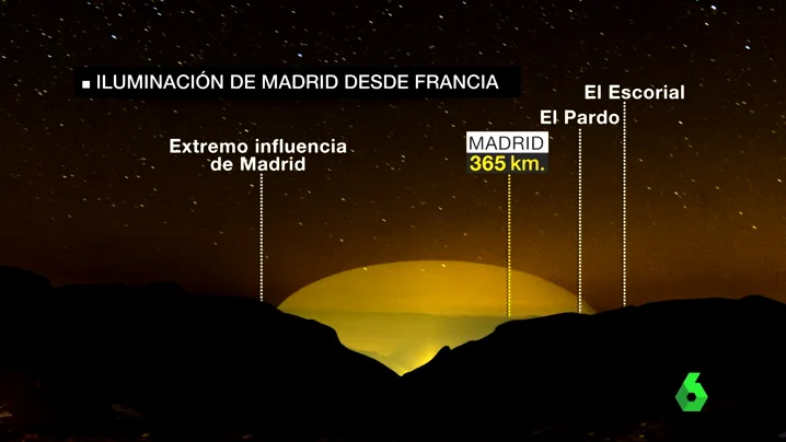 La burbuja lumínica de Madrid que puede verse desde Francia