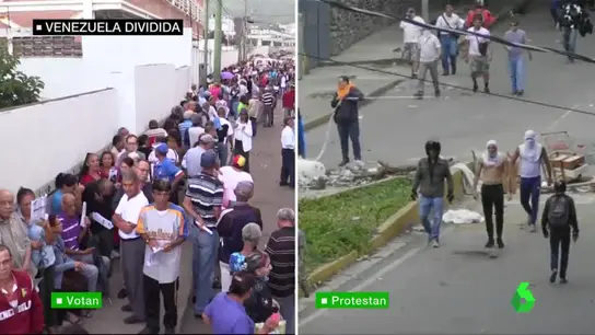 División total en Venezuela: un país que vota en la Constituyente de Maduro y otro que se opone con protestas División total en Venezuela: un país que vota en la Constituyente de Maduro y otro que se opone con protestas