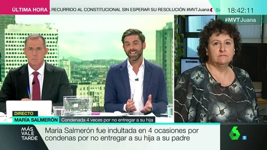 María Salmerón, condenada cuatro veces por no entregar a su hija: "La Justicia ampara a los maltratadores y desprotege a las víctimas" María Salmerón, condenada cuatro veces por no entregar a su hija: "La Justicia ampara a los maltratadores y desprotege a las víctimas"