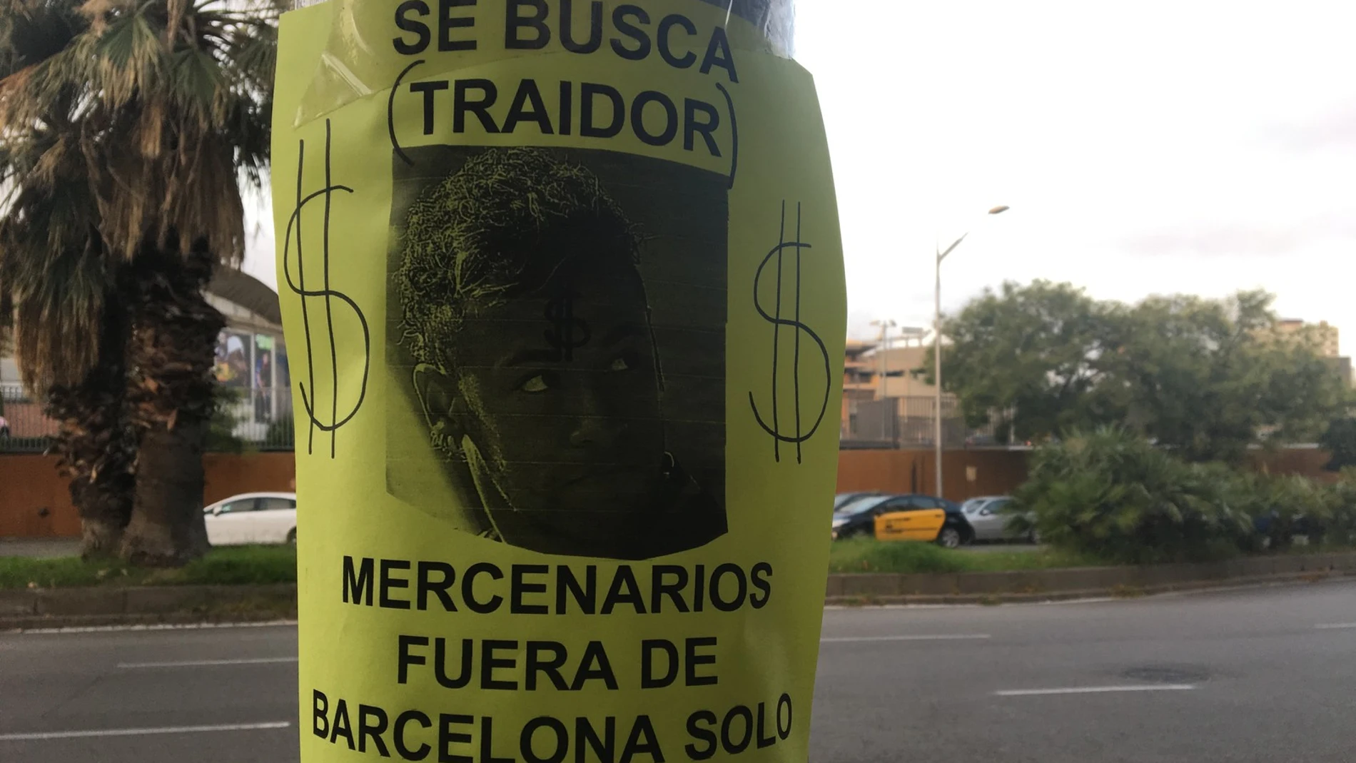 El cartel que encontró Globoesporte en el Camp Nou
