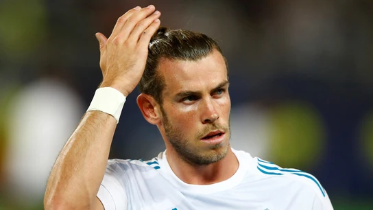 Bale, durante el calentamiento de la Supercopa de Europa Bale, durante el calentamiento de la Supercopa de Europa