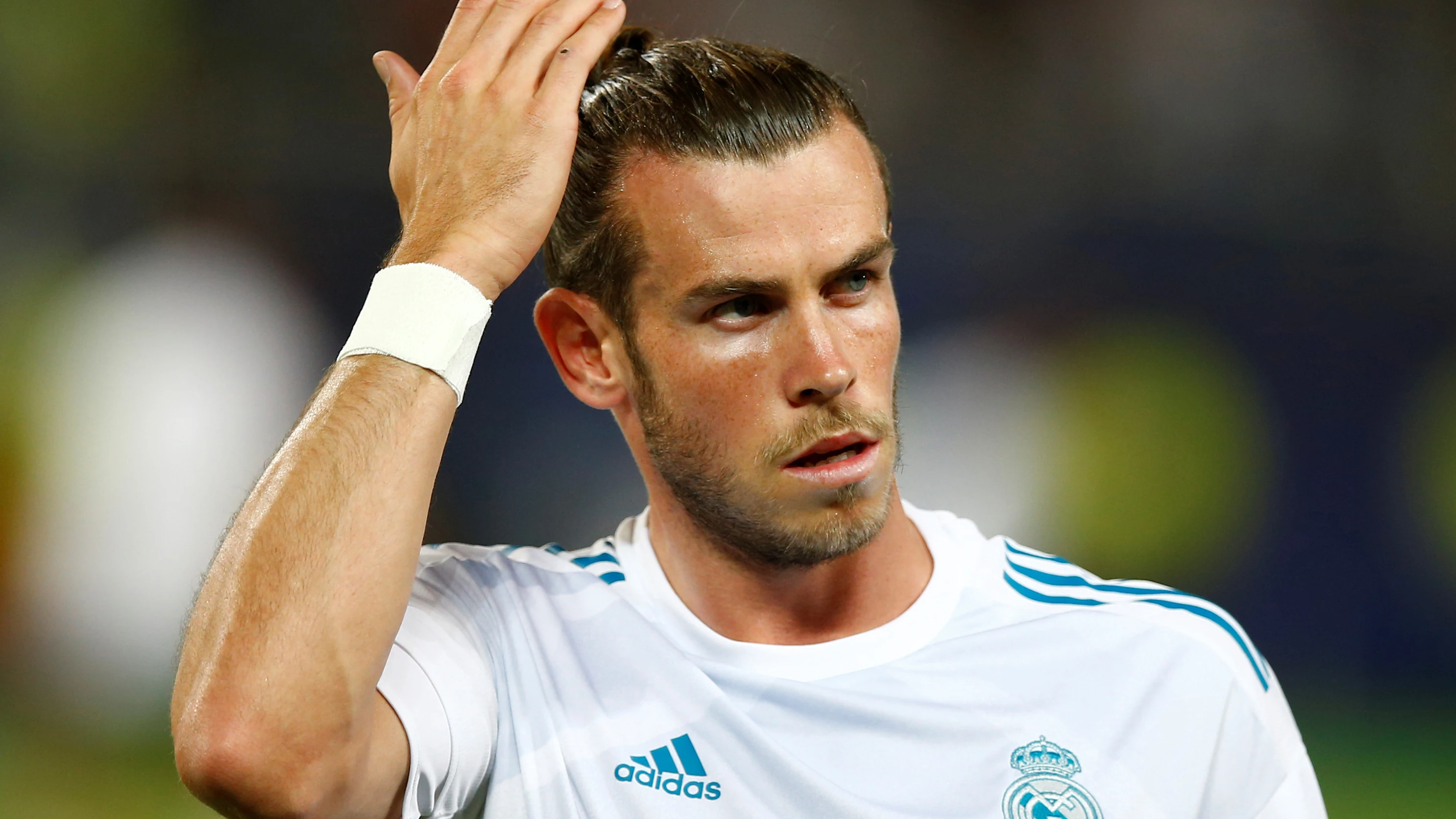 Bale, durante el calentamiento de la Supercopa de Europa