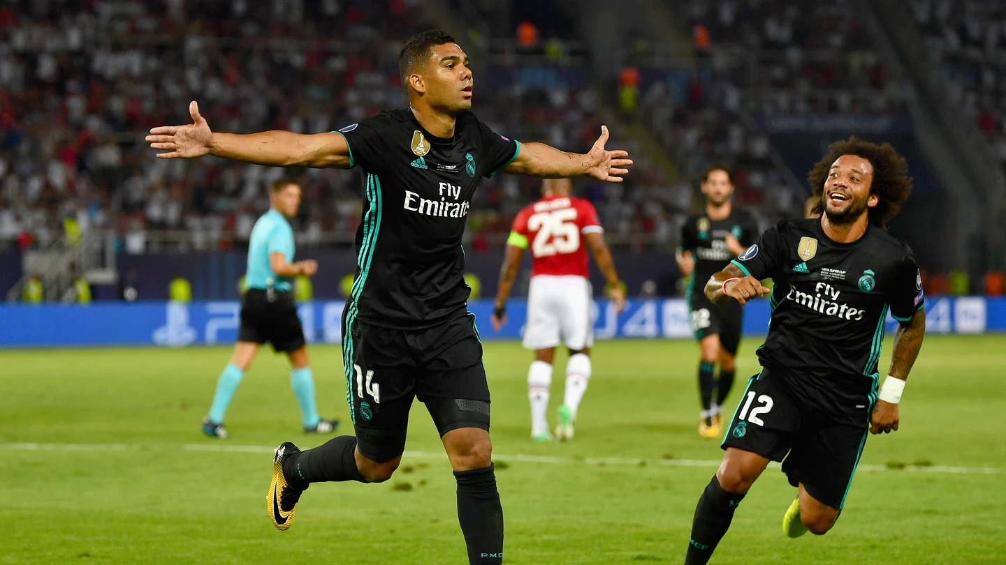 Casemiro celebra su gol ante el Manchester United Casemiro celebra su gol ante el Manchester United