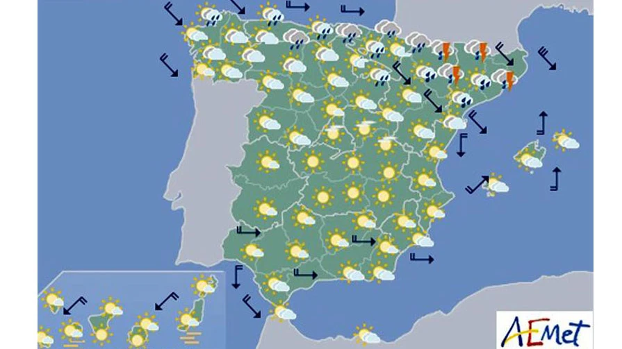 Mapa significativo para hoy facilitado por la AEMET