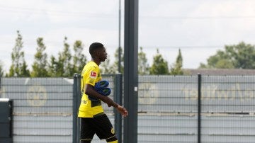 Dembélé durante un entrenamiento