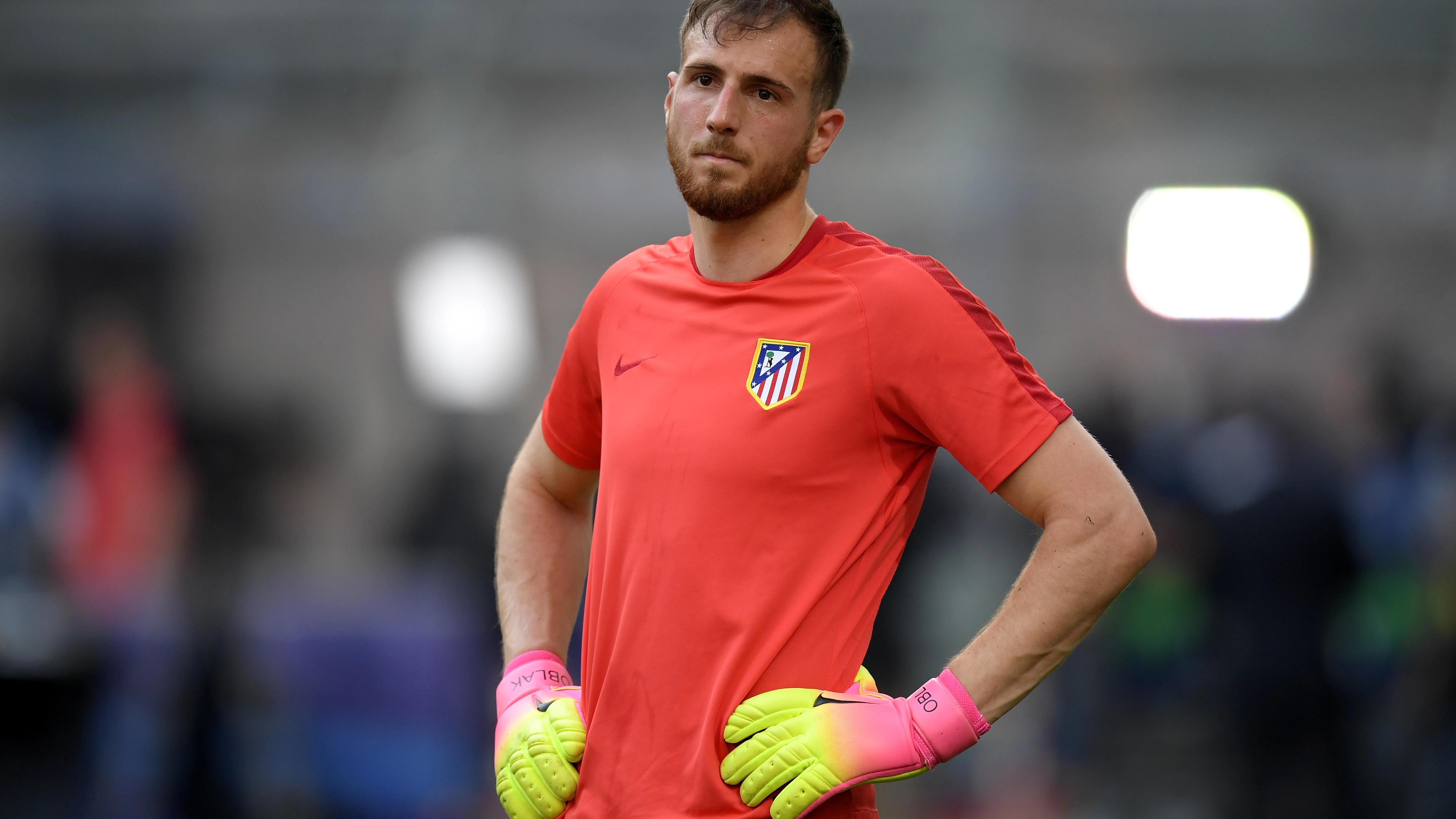 Oblak, durante un entrenamiento con el Atlético de Madrid