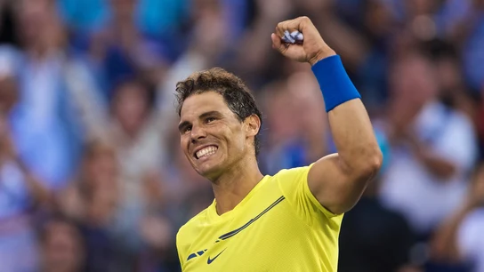 Nadal celebra su victoria ante Coric Nadal celebra su victoria ante Coric