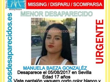 Se busca a Manuela Baeza, desaparecida en Sevilla Se busca a Manuela Baeza, desaparecida en Sevilla
